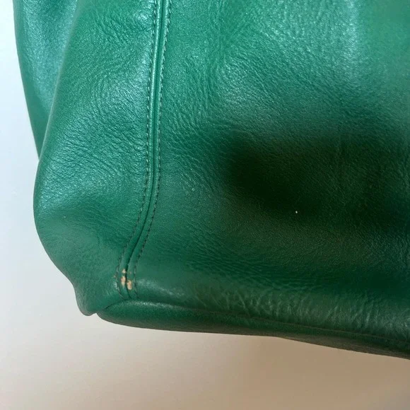 Anthropologie Green Faux Leather Tote Bag Large Shoulder Handbag Everyday Casual - Picture 4 of 9